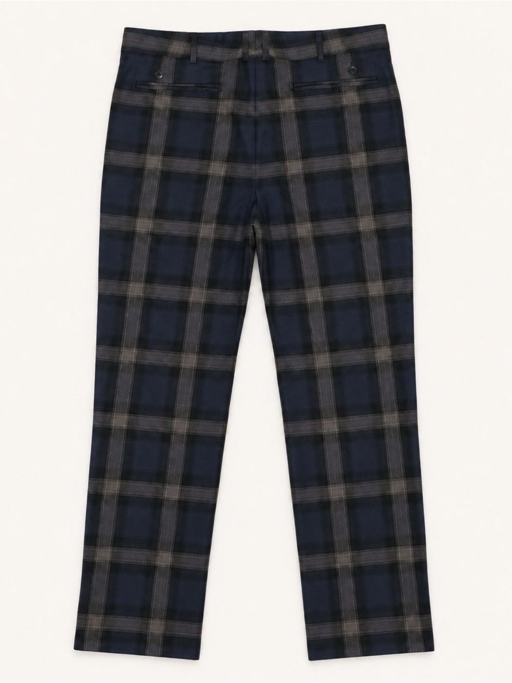 INC International Concepts Navy and Gray Plaid Straight Trousers